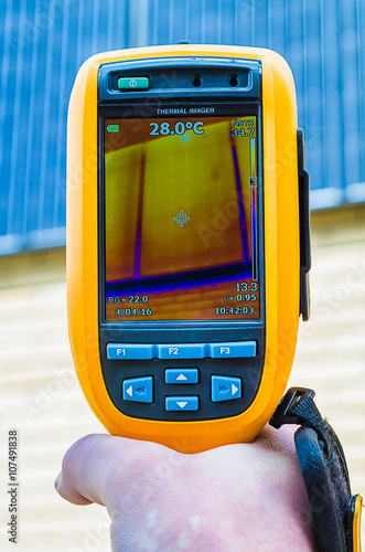 Thermal imaging inspection of solar panels on the wall