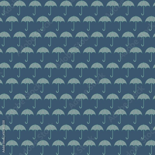 Umbrellas seamless pattern. Blue vector illustration