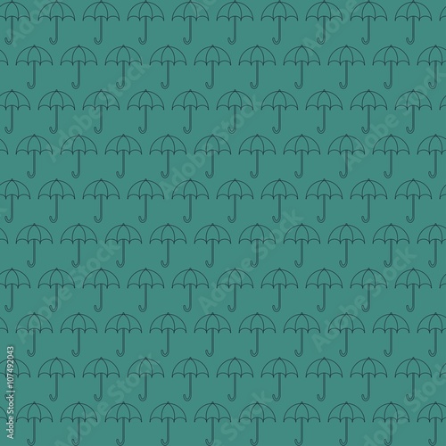 Umbrellas seamless pattern. Turquoise vector illustration