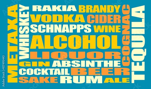 Drink alcohol beverage. Relative words cloud