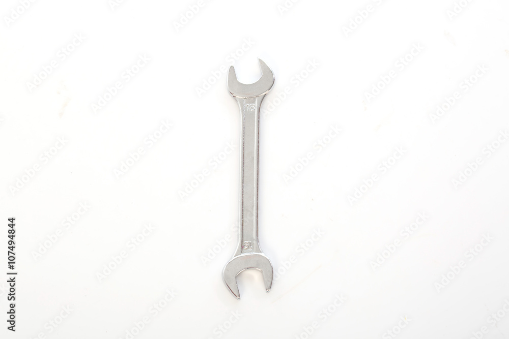 Wrench on white background, selective focus Wrench on white background, selective focus
