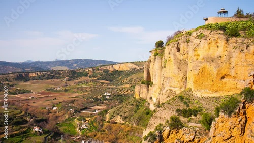 sunny day ronda famous view panorama 4k time lapse spain
