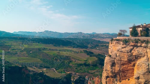 spain famous mountain town ronda panoramic view sunny day 4k time lapse 
