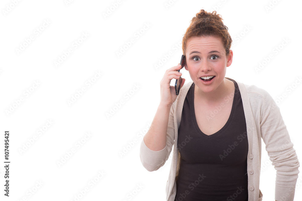 junge frau führt ein aufregendes telefongespräch junge frau führt ein aufregendes telefongespräch