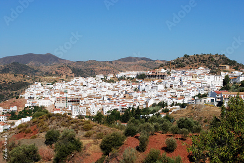 View of the town and surrounding countryside, Almogia, Spain.