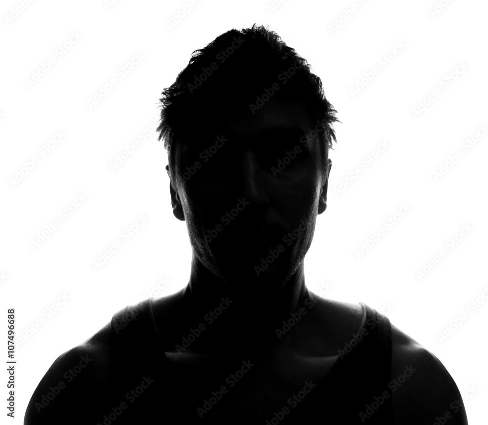 Hidden face in the shadow.male person silhouette Hidden face in the shadow.male person silhouette