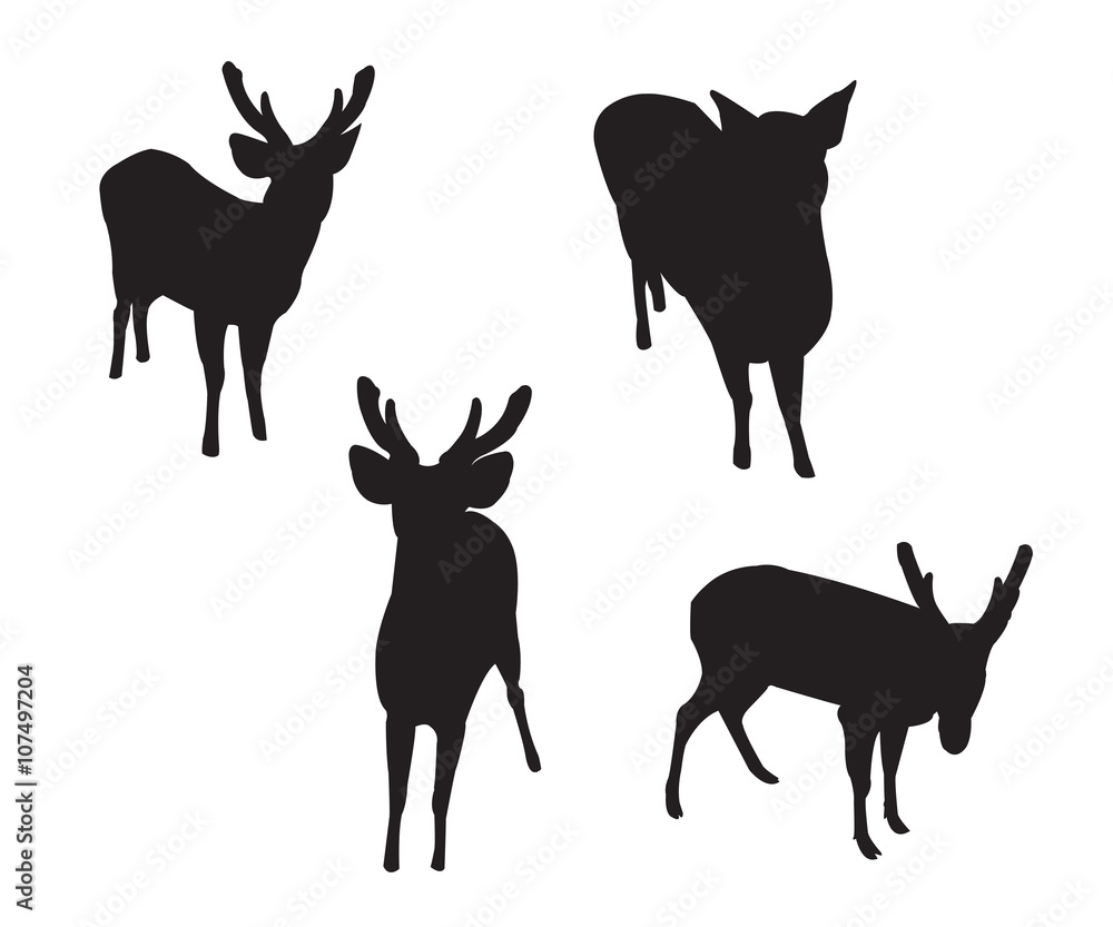 Deer Set Silhouettes on the white background Deer Set Silhouettes on the white background