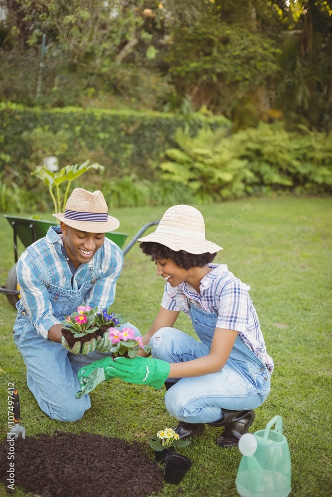 Happy couple in the garden Happy couple in the garden
