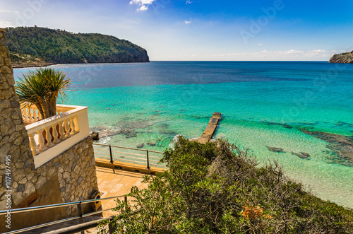 Beautiful view seaside bay Majorca island Spain