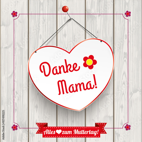 Flowers Heart Vintage Frame Wood Mama