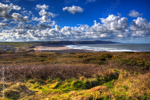 Schilderij op canvas Widemouth Bay North Cornwall near Bude UK in HDR
