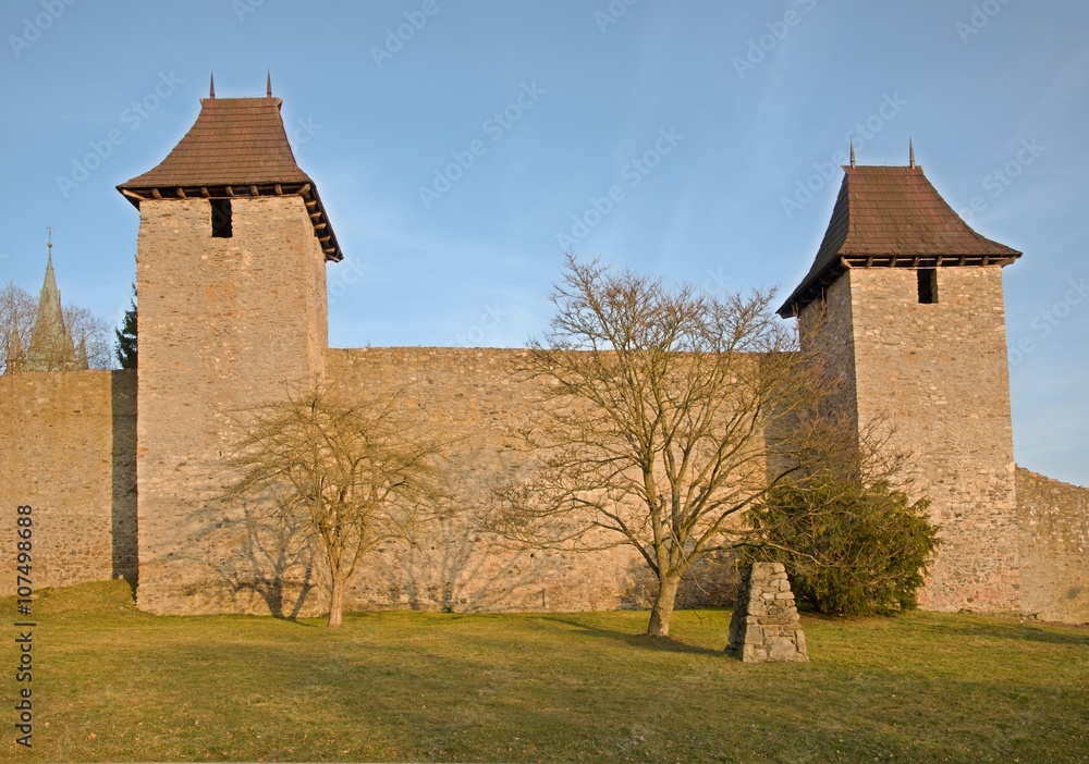 City walls in Tachov in the West Bohemia, Czech republic