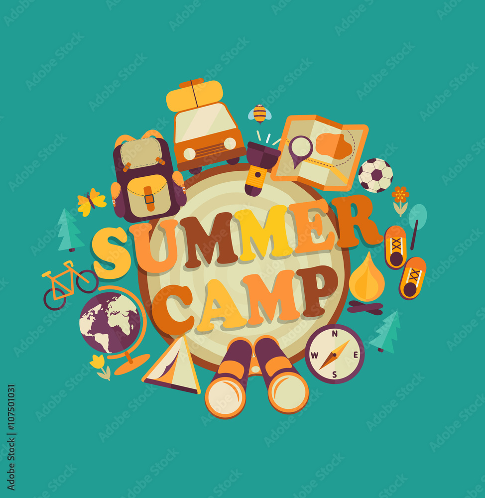 Fototapeta premium Summer camp, vector.
