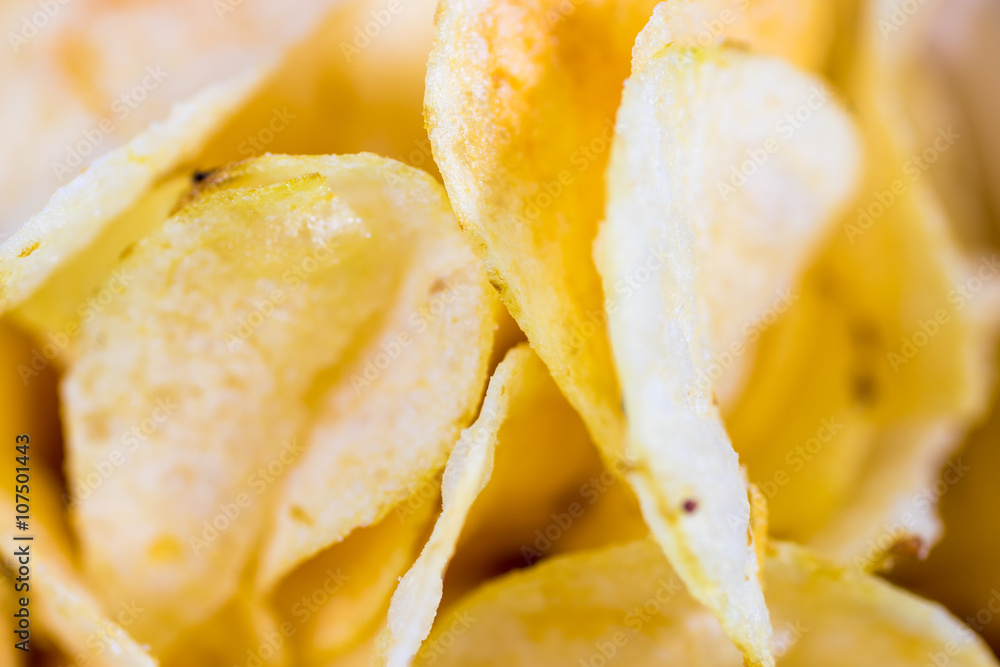 Close up of potato chips Close up of potato chips