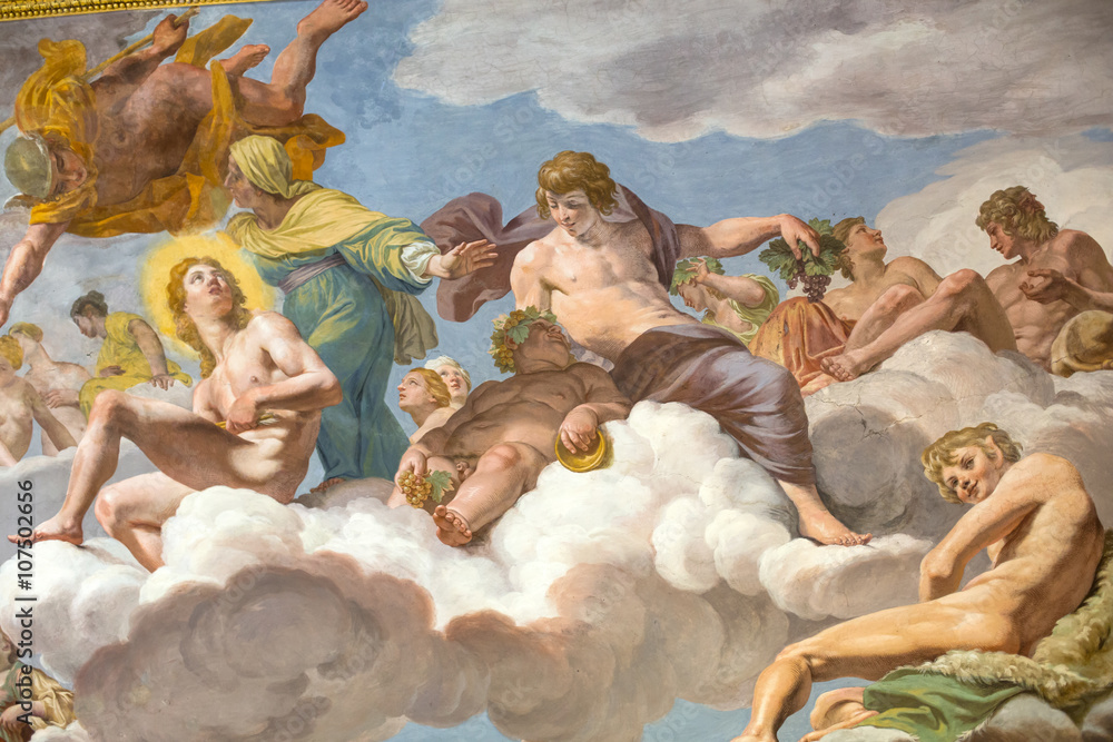 Naklejka premium ROME, ITALY - JUNE 14, 2015: Art painting of ceiling in Villa Borghese, Rome, Italy