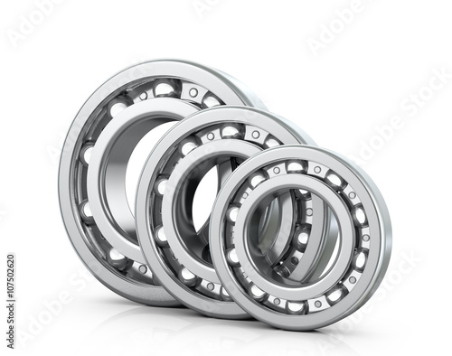 Fotografija Deep groove ball bearings isolated white background. 3D image