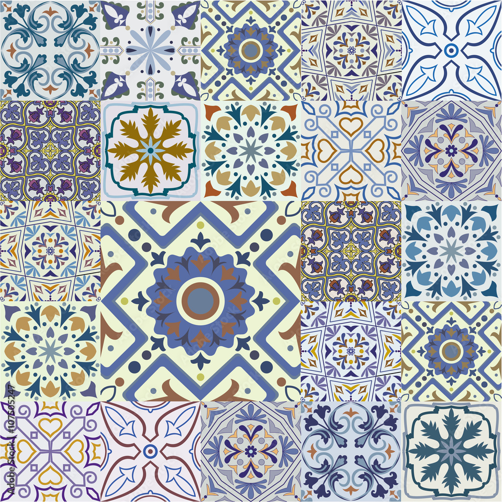 Big set of vector tiles background. Big set of vector tiles background.