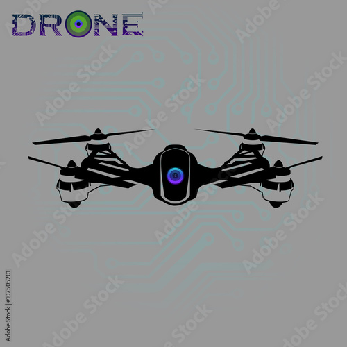 flying drone, quadrocopter, uav with camera Vector Illustration
