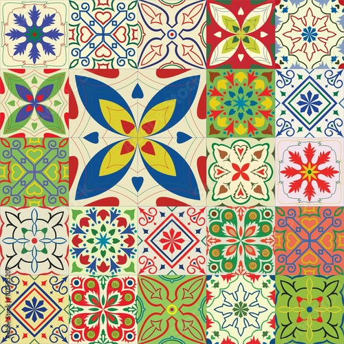 Big set of vector tiles background.