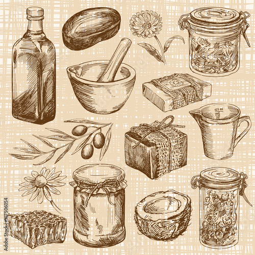 Handmade natural soap - hand drawn set