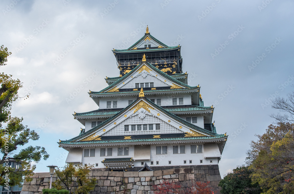 view of the Osaka castle in Japan view of the Osaka castle in Japan