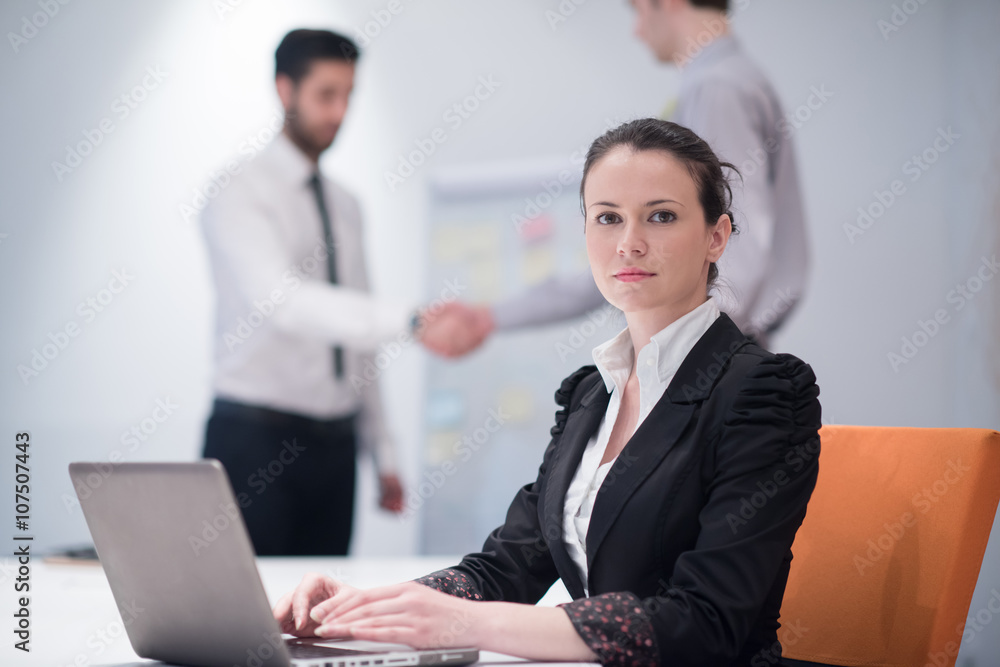 young business woman on meeting using laptop computer young business woman on meeting using laptop computer