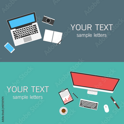 web banners and promotional materials in flat design, mock up te