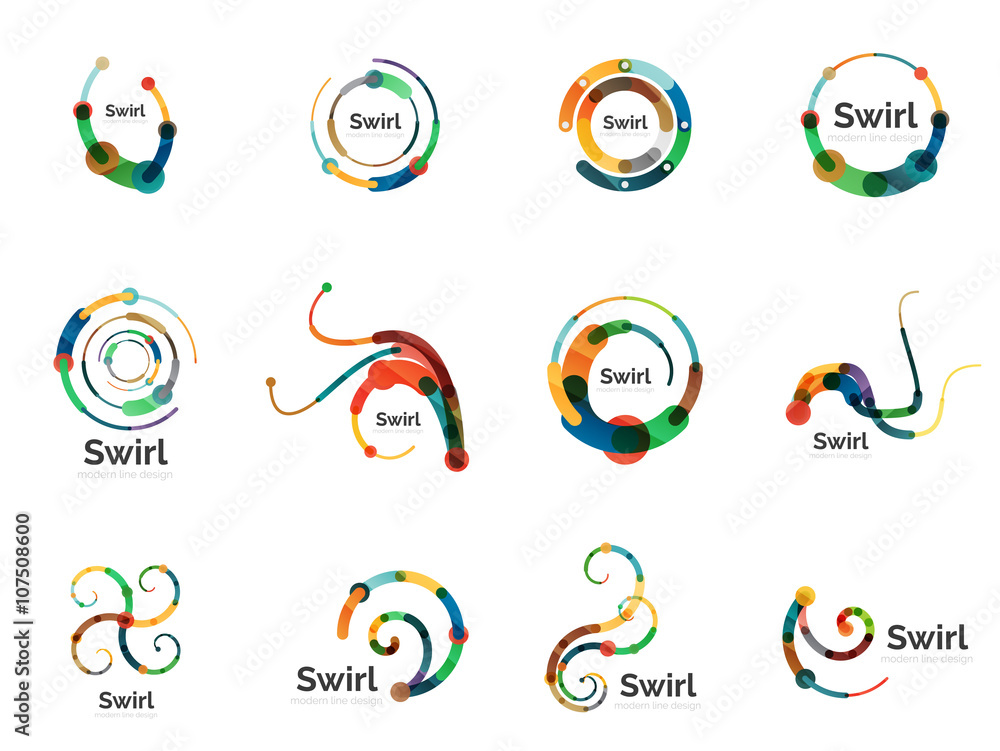 Vector swirl circle logo set