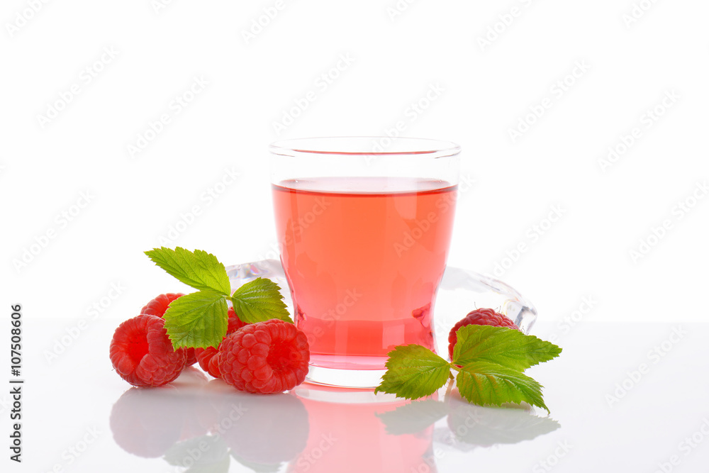 Glass of raspberry juice Glass of raspberry juice