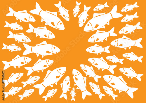 Fishes Meeting in Circle Vector Illustration