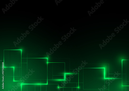 Green Futuristic Abstract Background - Neon Glowing Illustration, Vector
