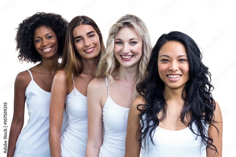 Multiethnic women standing in a line Multiethnic women standing in a line