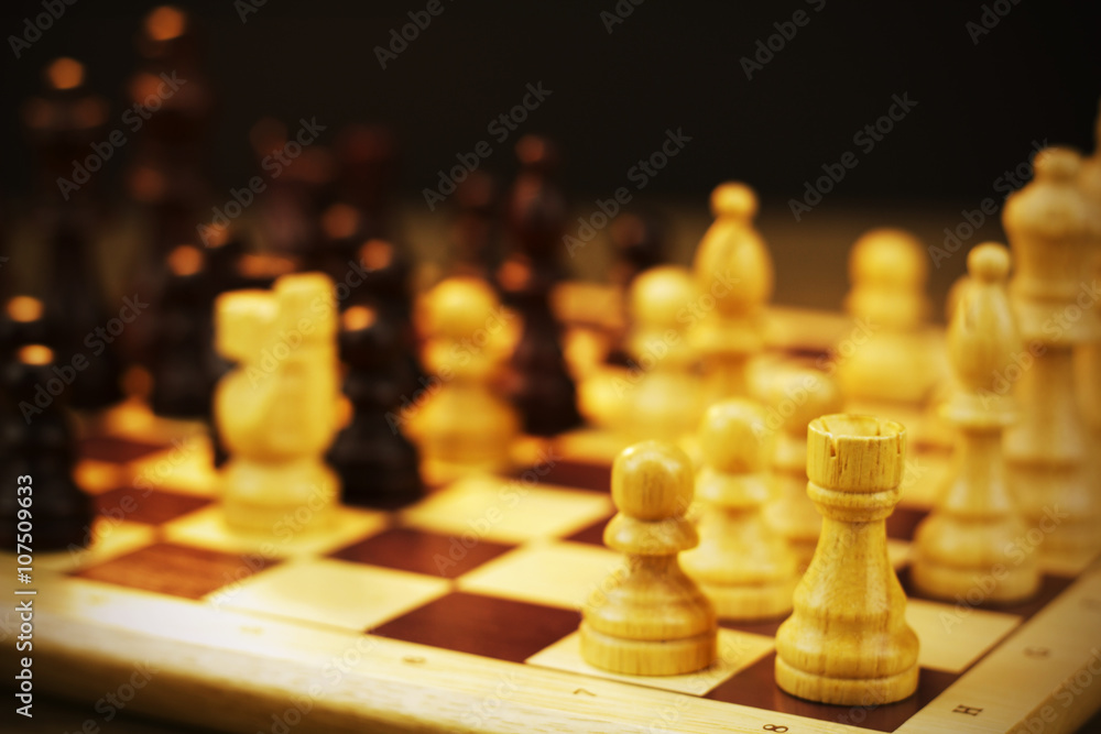 Chess board with game in play Chess board with game in play