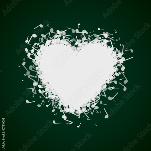 Heart made of of music notes