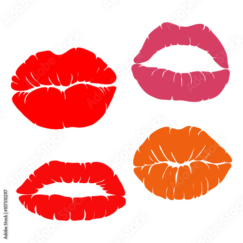 Lipstick kiss on white background. Vector illustration.