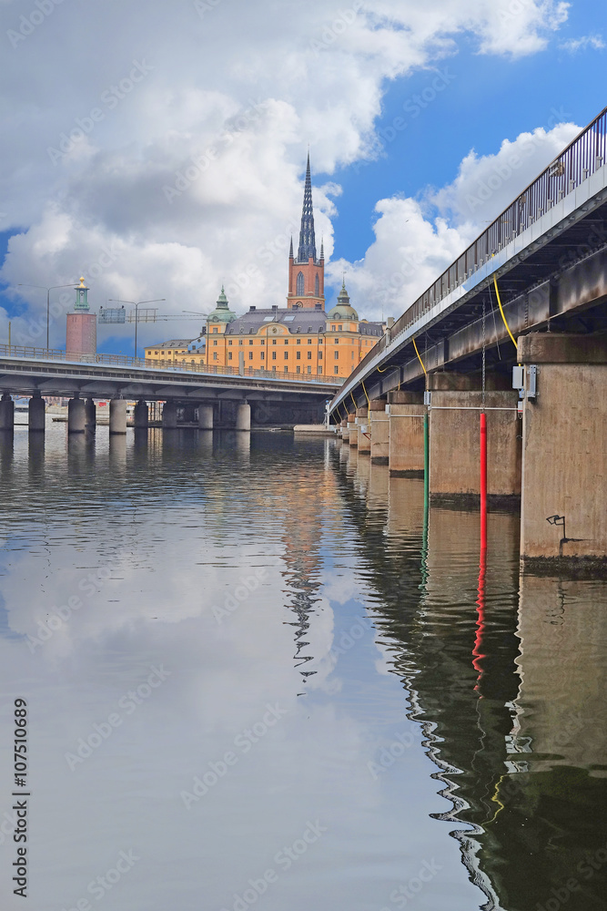 Stockholm, Sweden - March, 16, 2016: panorama of an old town of Stockholm, Sweden