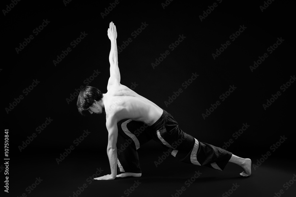 boy making sport with naked move