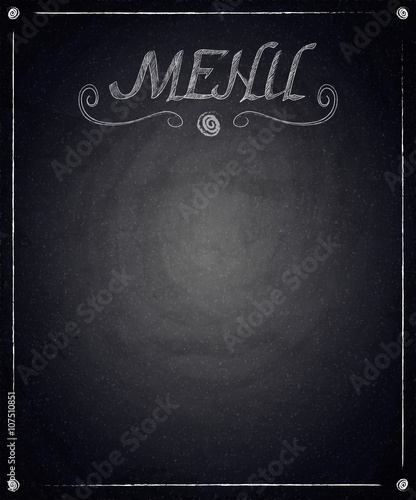 Menu of restaurant on black chalkboard background