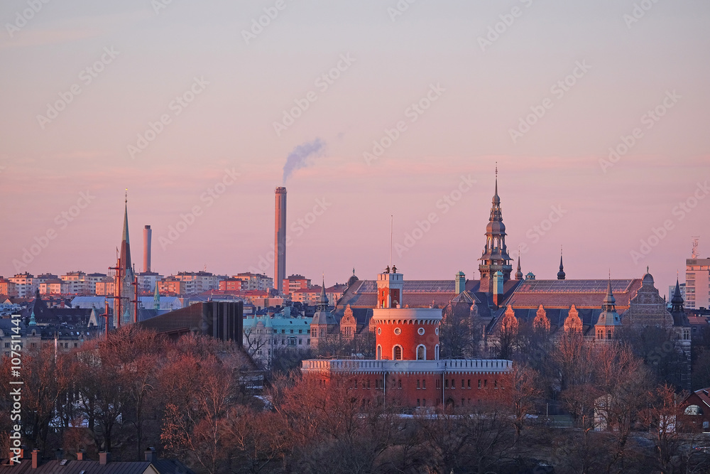 Stockholm, Sweden - March, 16, 2016: landscape with the image of Old Town in Stockholm, Sweden