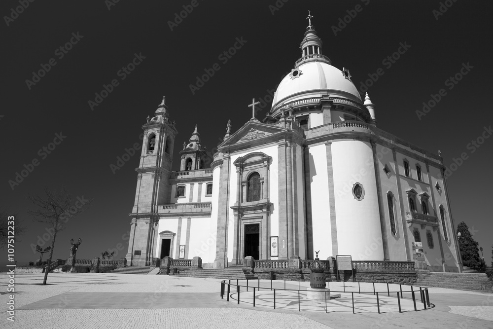 Sanctuary of Sameiro in Braga, north of Portugal. Color in black