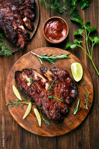 Fotografie Pork ribs, top view