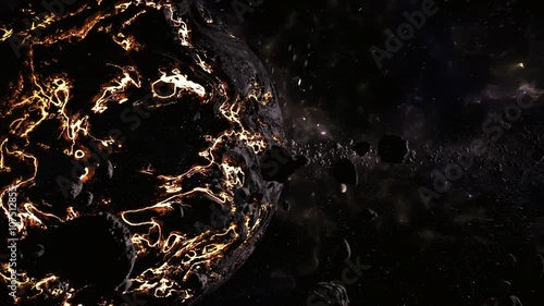 Volcanic planet Earth in the cloud of asteroids