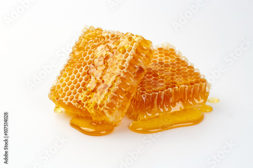 Fresh honey with honeycomb photo