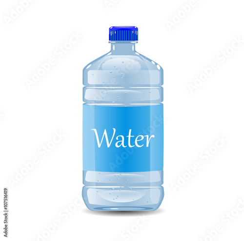Vector bottle with clean blue water