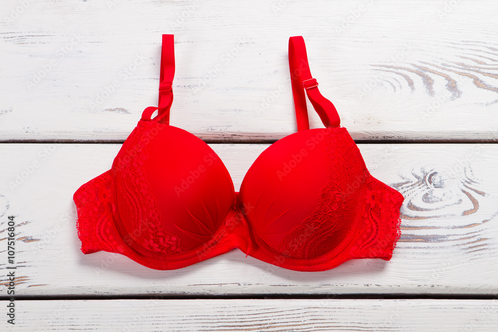 Red bra close-up. Red bra close-up.