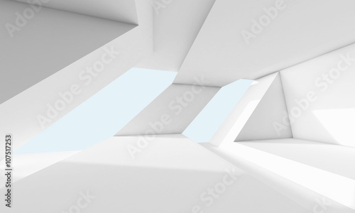 Abstract white room, 3d interior with windows