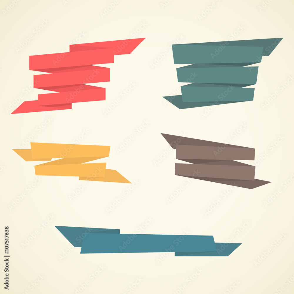 Fototapeta premium Vector flat ribbons set