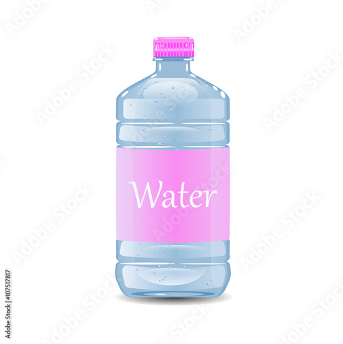 Vector bottle with clean blue water