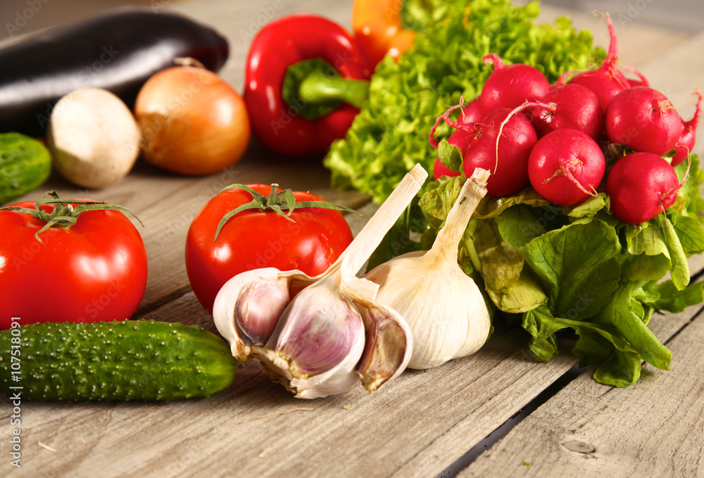 Vegetables . Fresh Bio Vegetable in a Basket. Over Nature Background