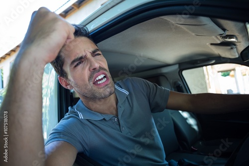 Bild auf Leinwand Frustrated driver with fist up